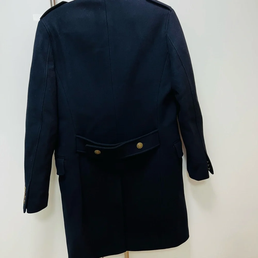 NWT The Kooples Ninfetta Wool Leather Coat Black Brass Buttons XS - Picture 9 of 11